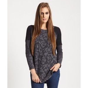Free People | Thermal Charcoal Long Sleeve Bed of Roses Top. Side Zippers. Sz S.